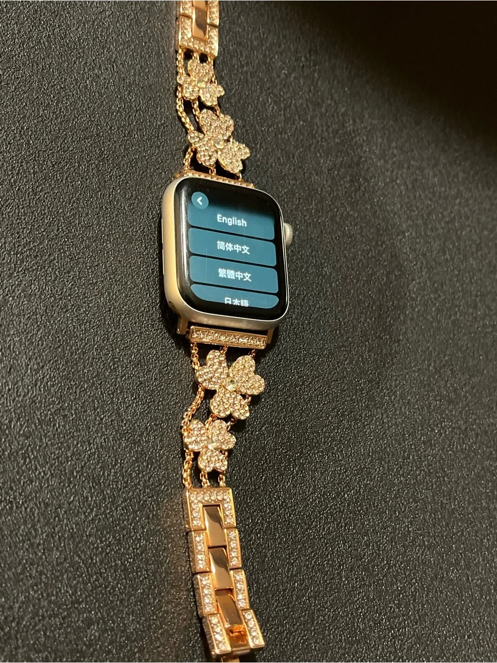 Apple Watch SE with Diamond Flower Bracelet Band - Rose Gold
